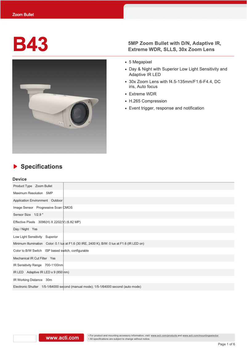 Image de la première page du manuel de l'appareil B43