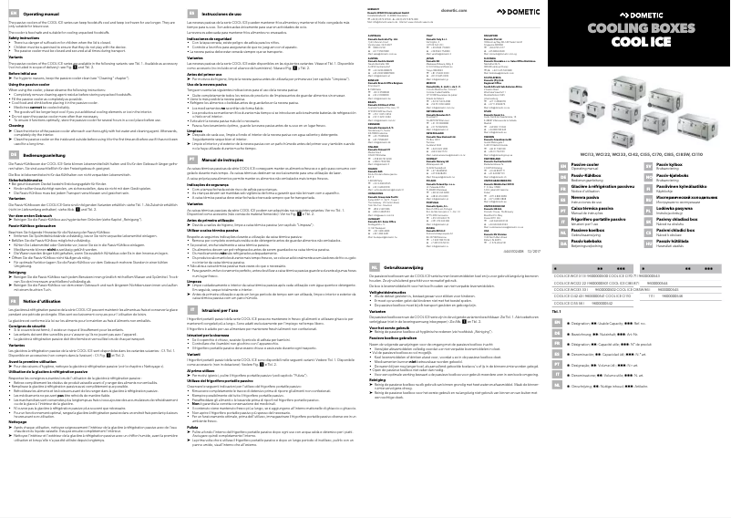Page 1 de la notice Manuel utilisateur Waeco Dometic Cool-Ice CI 70