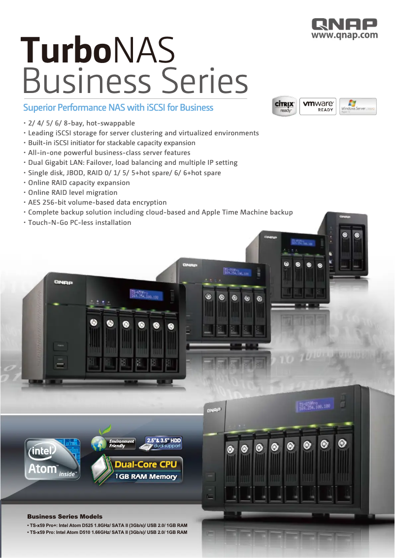Page 1 de la notice Fiche technique QNAP TS-459 Pro TurboNAS