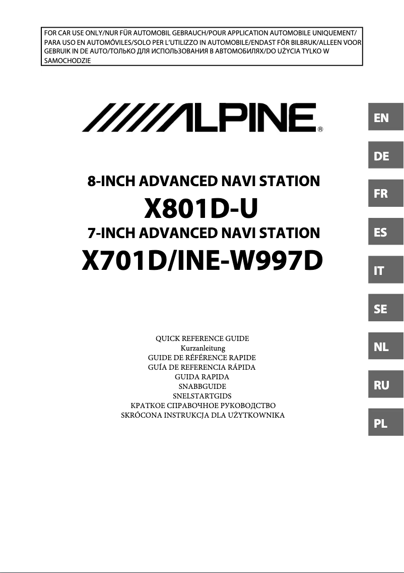 Page 1 de la notice Manuel utilisateur Alpine X701D