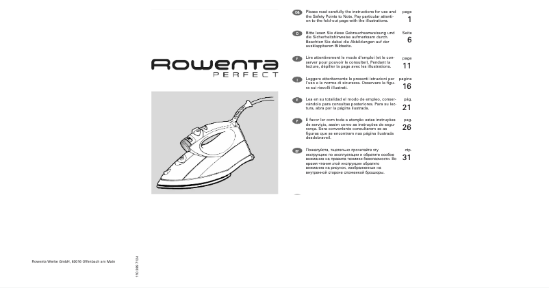 Page n°1 - Manuel utilisateur Rowenta Perfect DX 9300