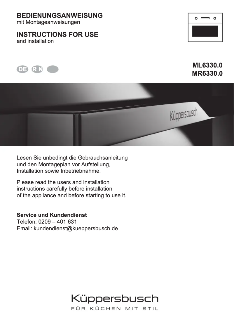 Page n°1 - Manuel utilisateur Küppersbusch ML6330.0KSM
