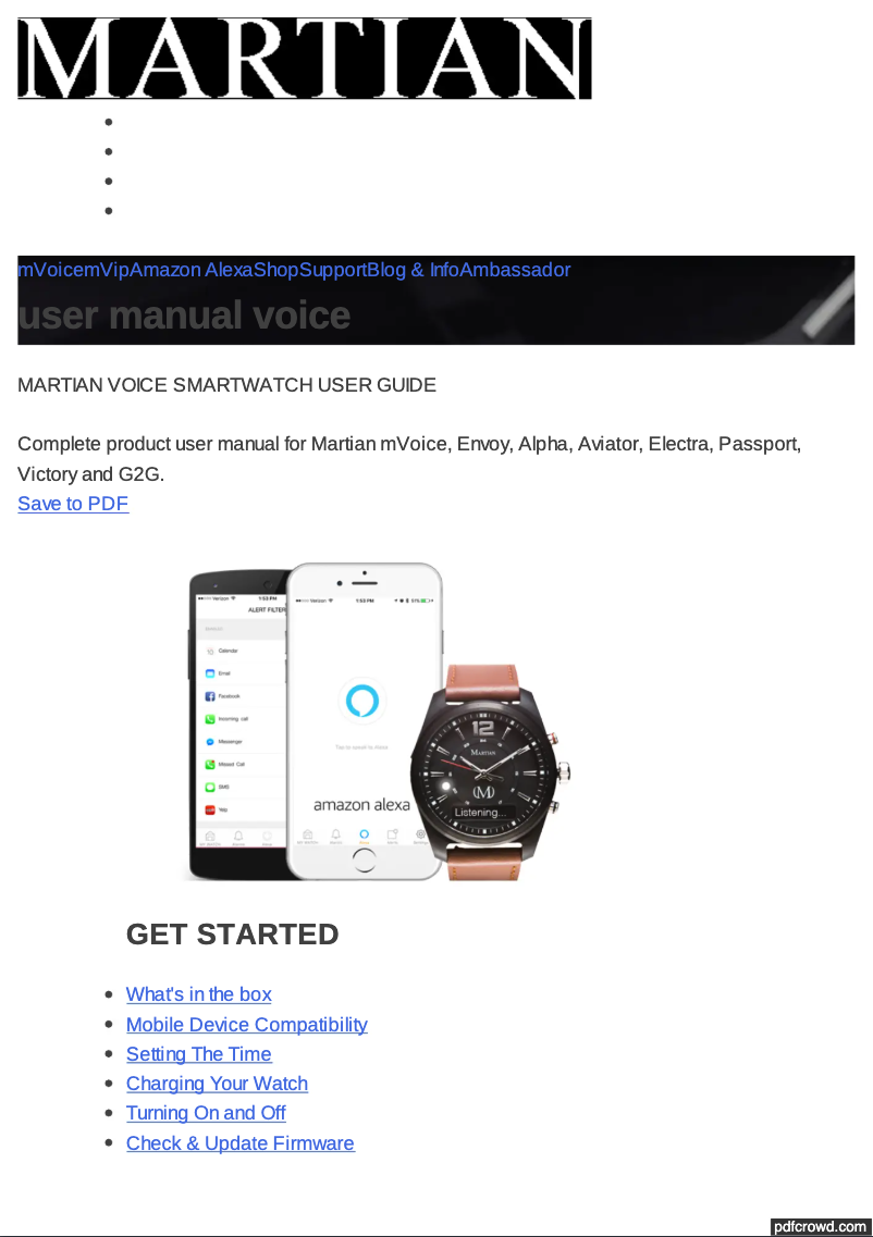 Page 1 de la notice Manuel utilisateur Martian mVoice PT 02