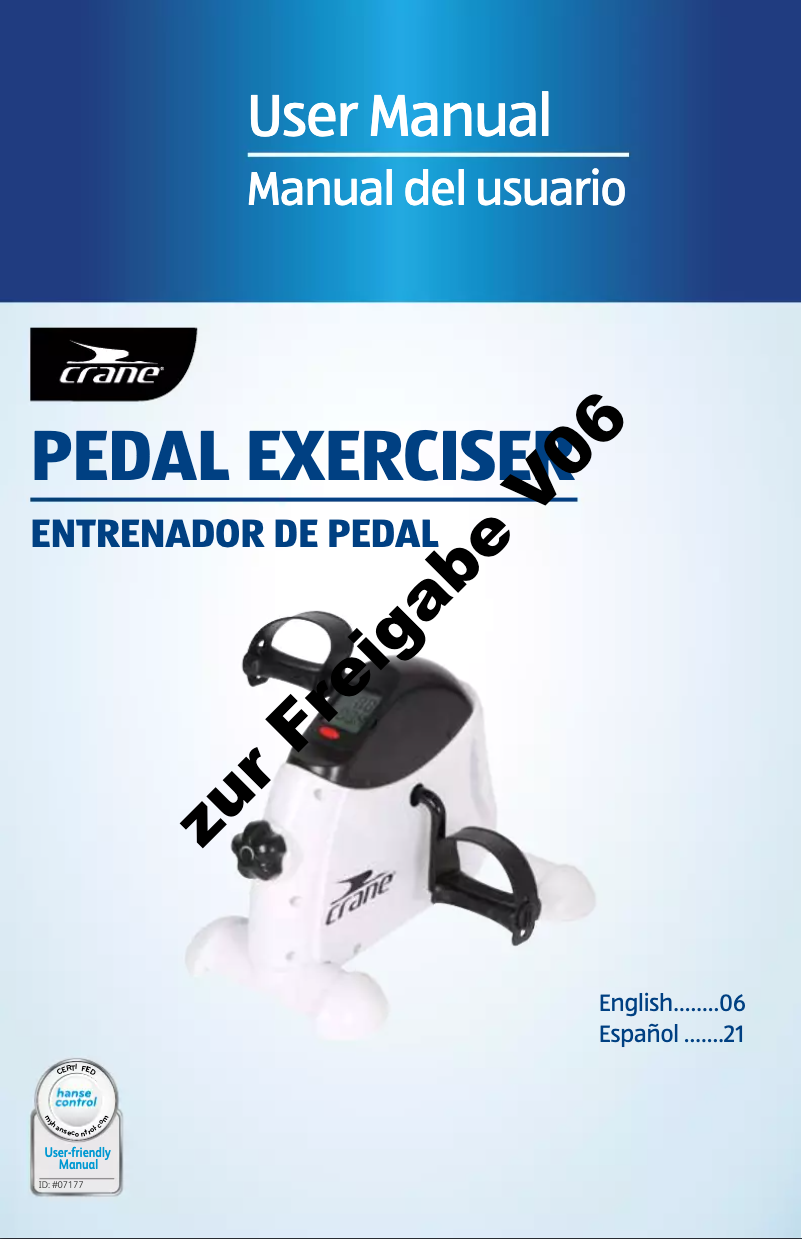 Page 1 de la notice Manuel utilisateur Crane Pedal Exerciser ANS-15-038