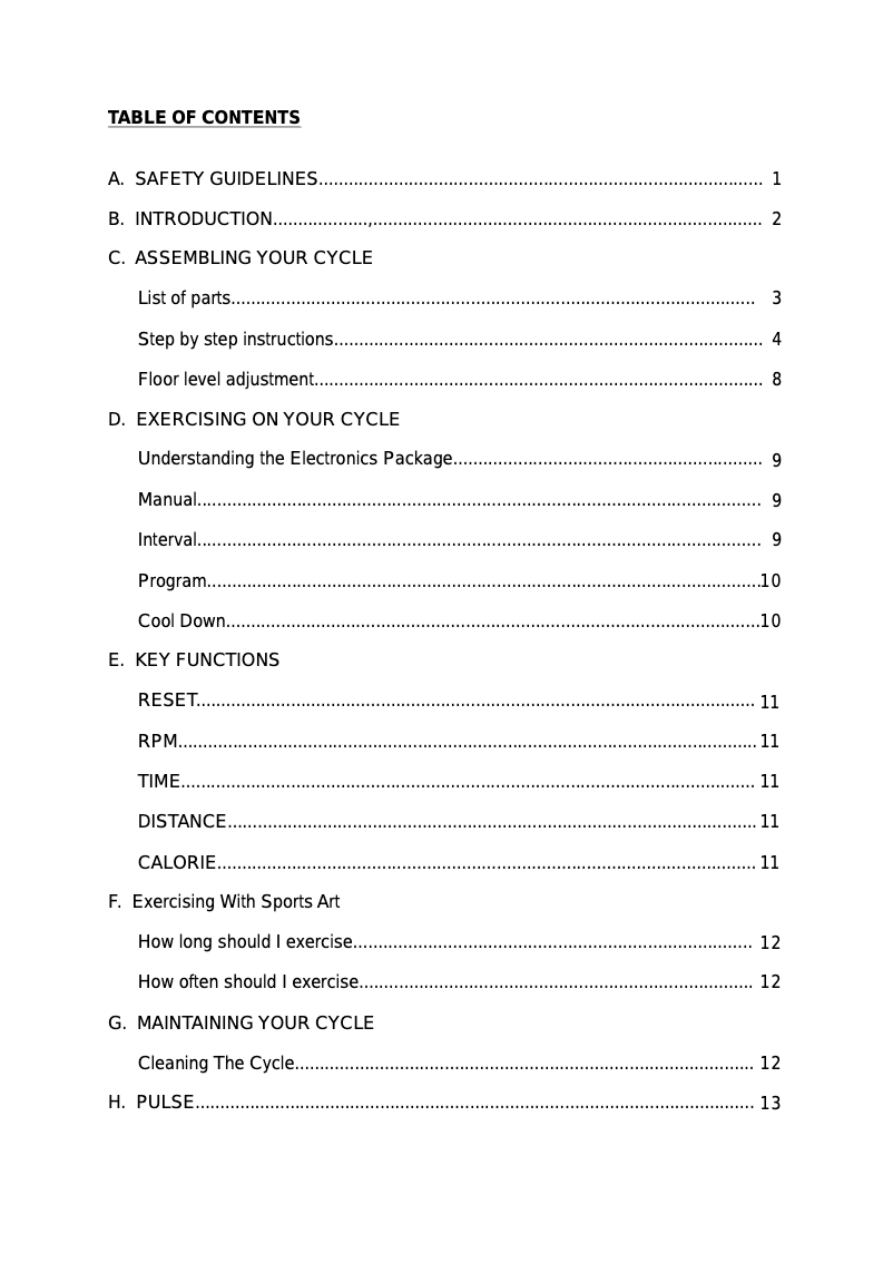 Page 1 de la notice Manuel utilisateur SportsArt 506P