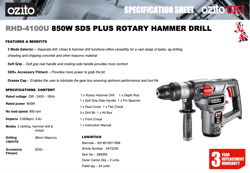 Image de la première page du manuel de l'appareil RHD-4100U