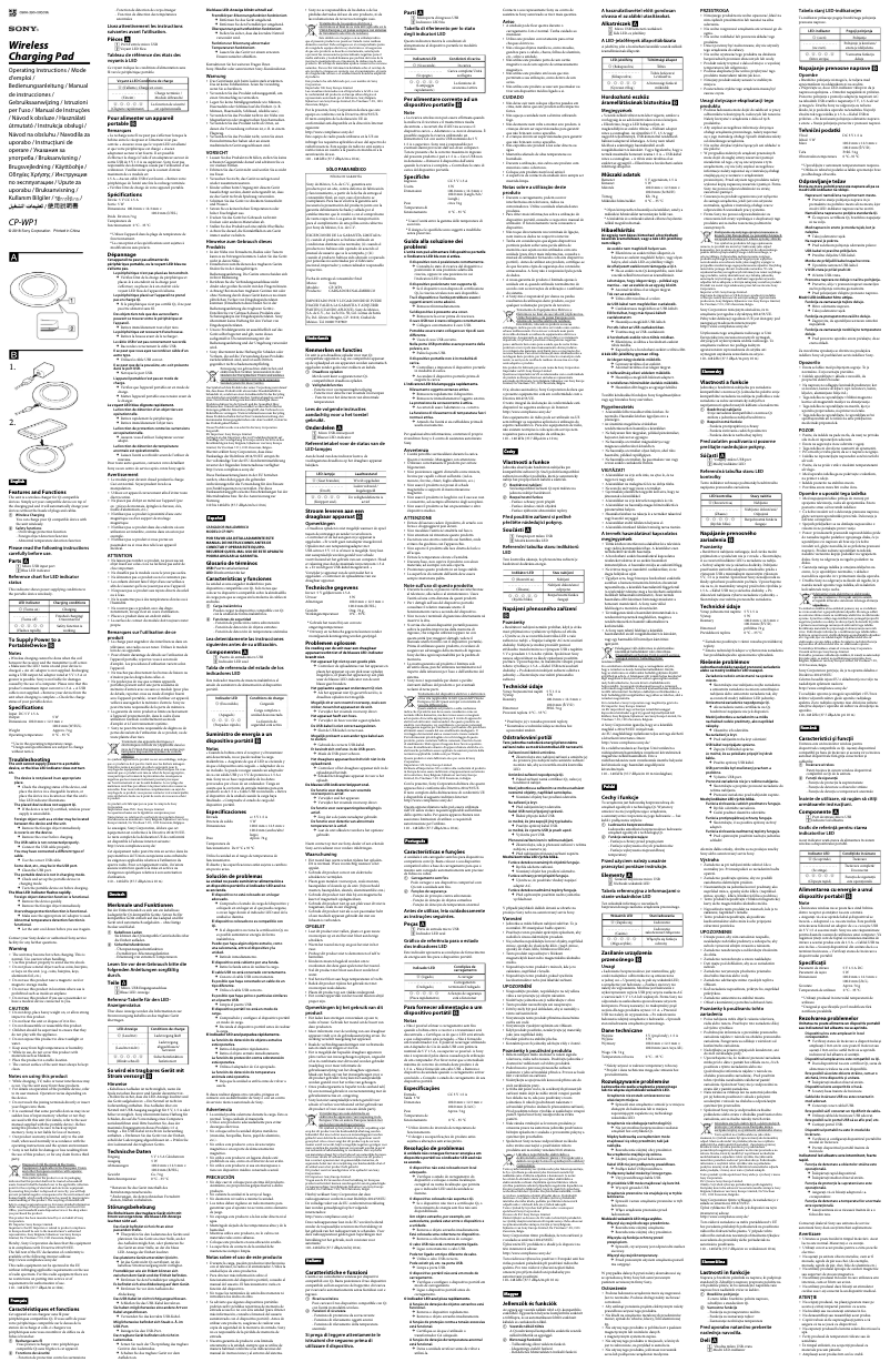 Page 1 de la notice Manuel utilisateur Sony CP-WP1