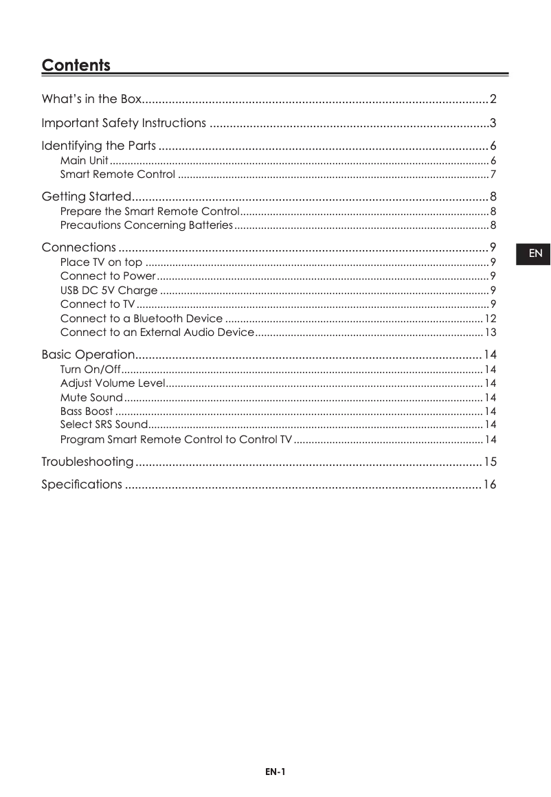 Page 1 de la notice Manuel utilisateur Maxell MXSP-SB3000