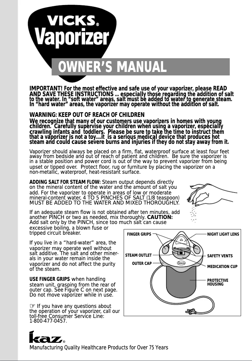 Page 1 de la notice Manuel utilisateur Vicks V105
