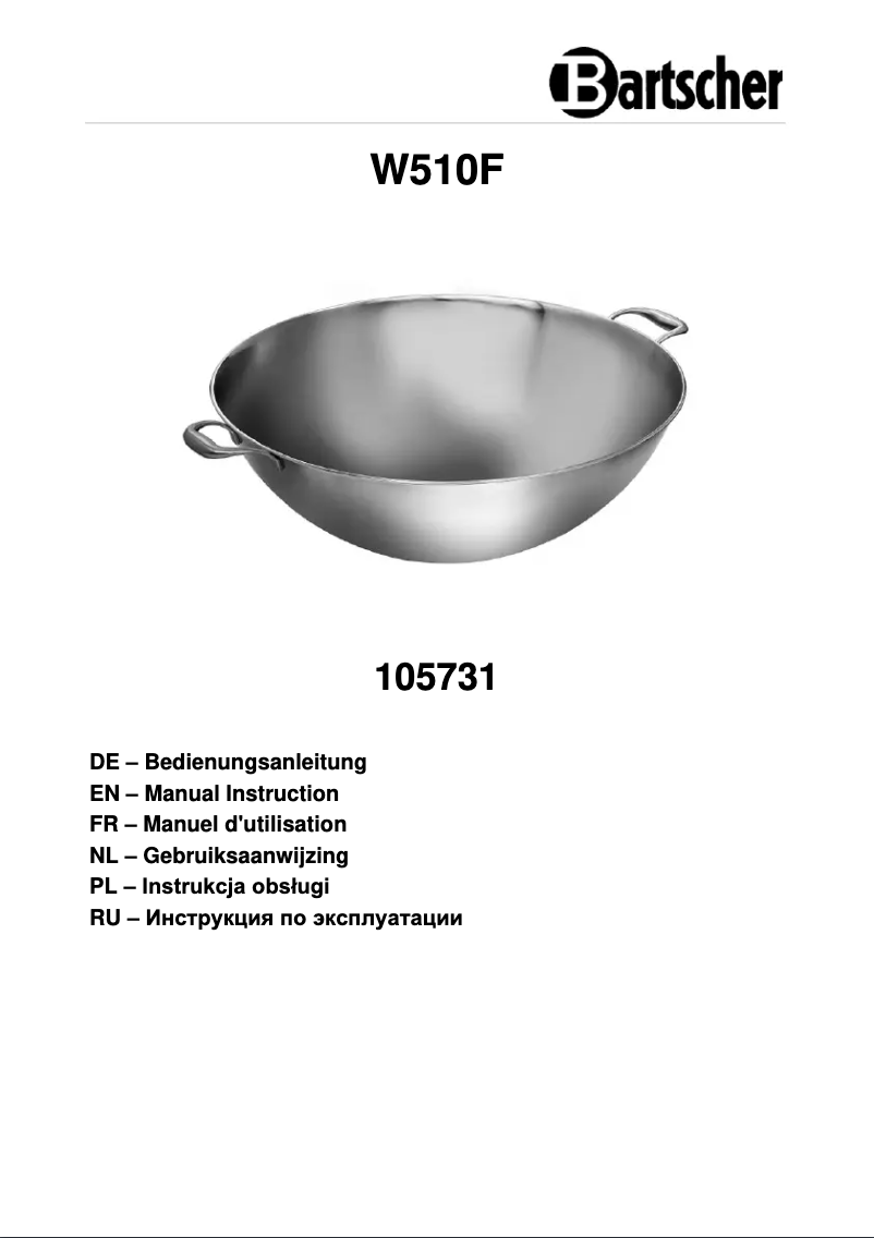 Page 1 de la notice Manuel utilisateur Bartscher W510F