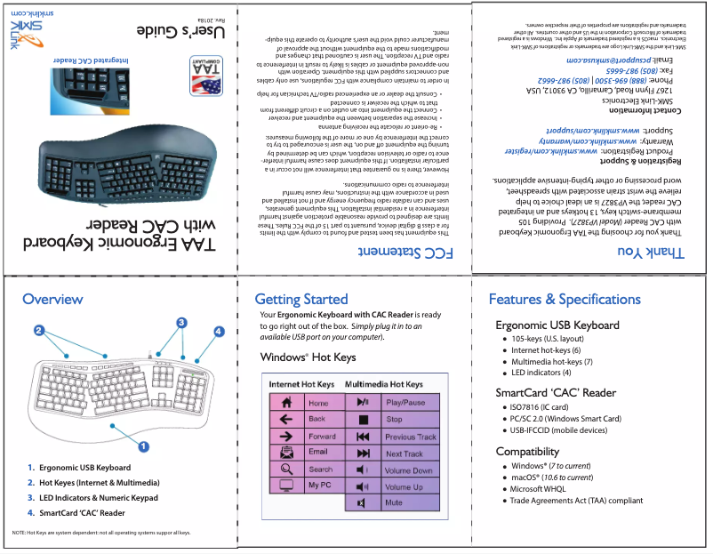 Page 1 de la notice Manuel utilisateur SMK-Link VP3827