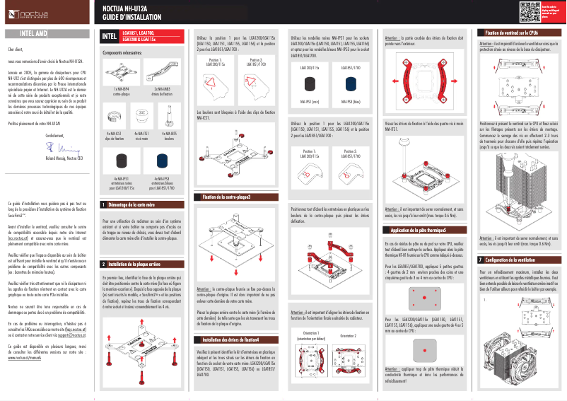 Page n°1 - Manuel utilisateur Noctua NH-U12A