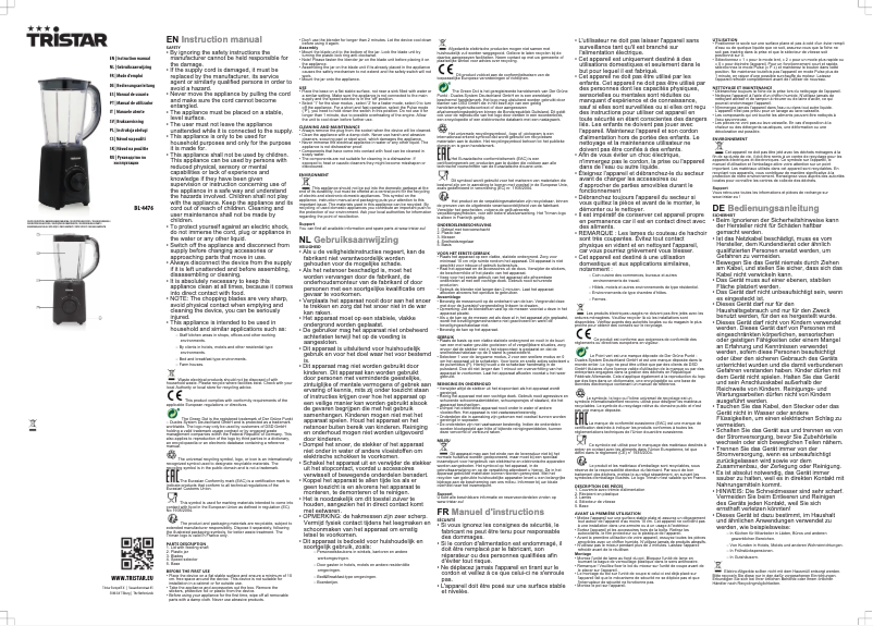 Page 1 de la notice Manuel utilisateur TriStar BL-4476