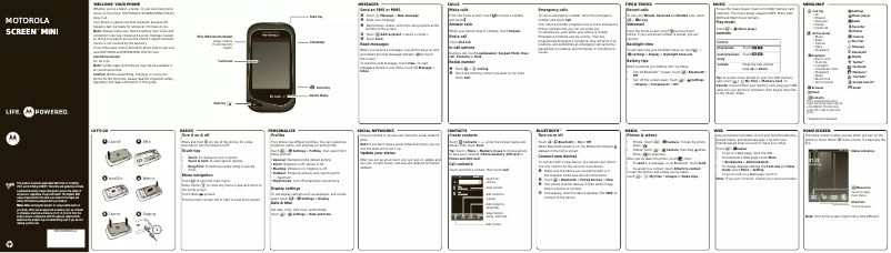 Page 1 de la notice Manuel utilisateur Motorola Screen Mini