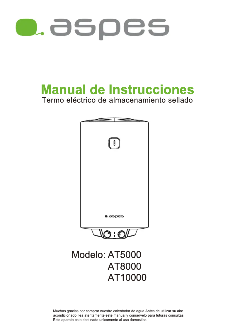 Page 1 de la notice Manuel utilisateur Aspes AT8000
