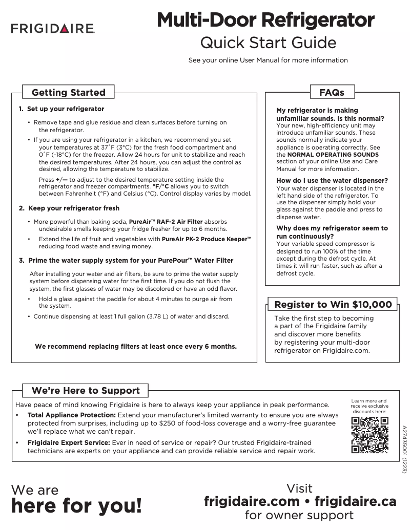 Page n°1 - Guide de démarrage rapide Frigidaire GRFG2353AF
