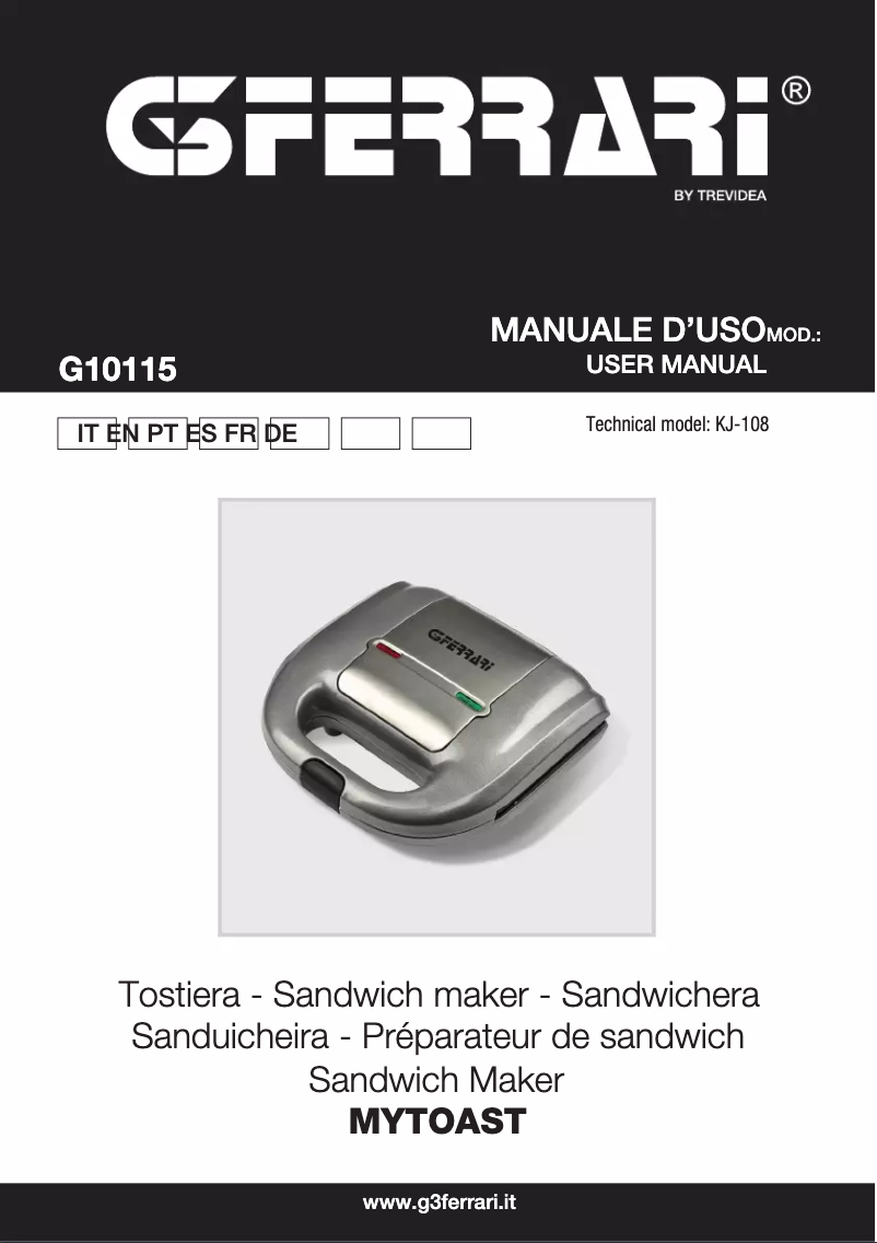 Page 1 of the manual User Manual G3 Ferrari MyToast G10115