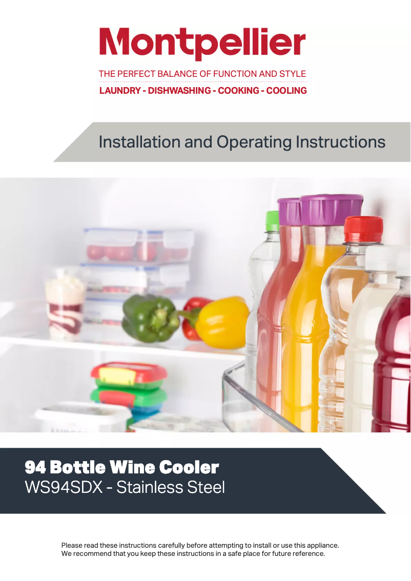 Page 1 de la notice Manuel utilisateur Montpellier WS94SDX