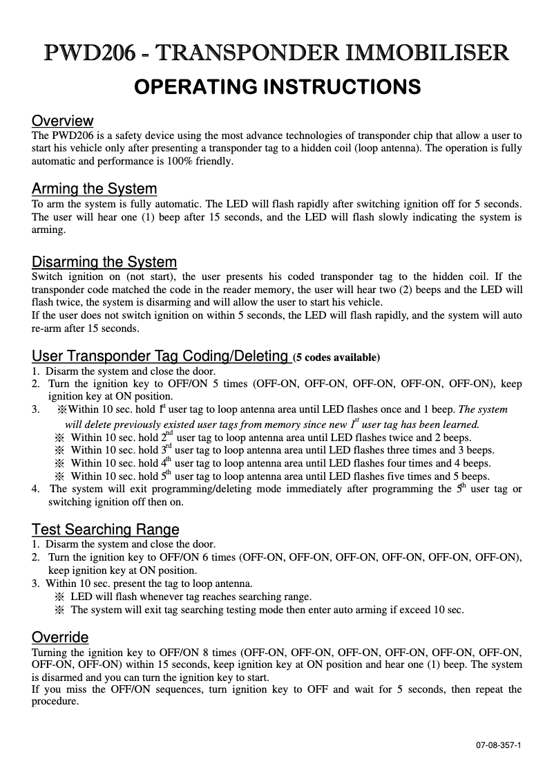 Page 1 de la notice Manuel utilisateur Pyle PWD206