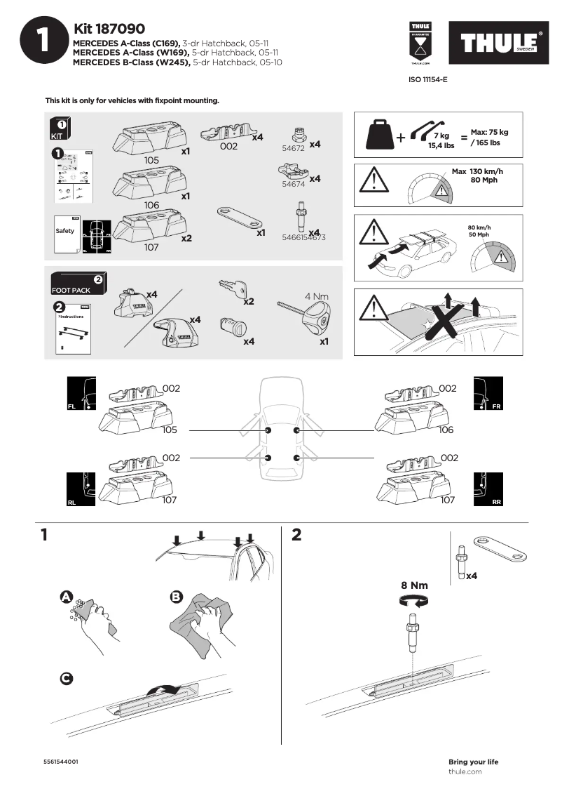 Page n°1 - Manuel utilisateur Thule Kit 187090