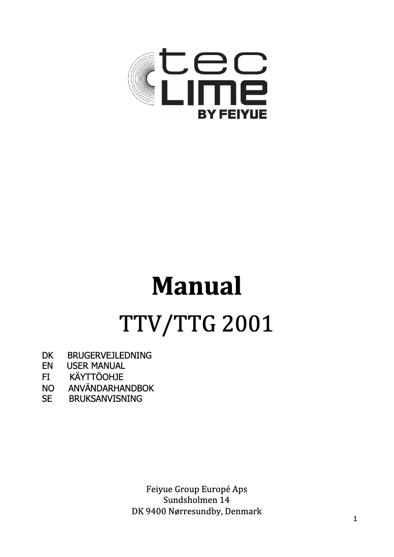 Page n°1 - Manuel utilisateur TecLime TTG 2001