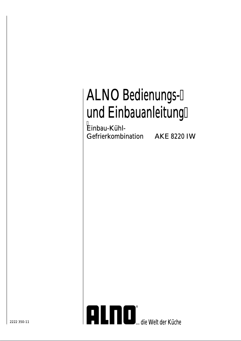Page 1 de la notice Manuel utilisateur Alno AKE 8220 IW
