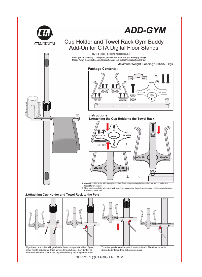 Page 1 de la notice Manuel utilisateur CTA Digital ADD-GYM