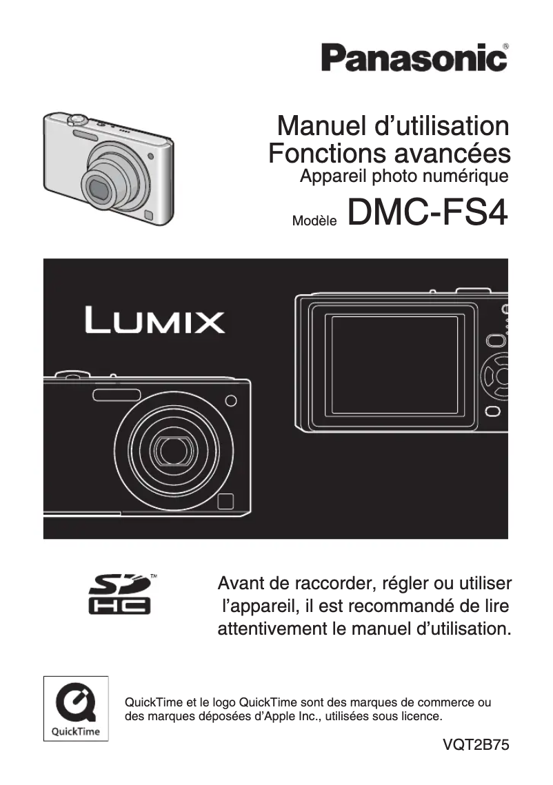 Image de la première page du manuel de l'appareil Lumix DMC-FS4