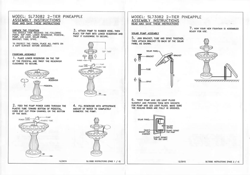 Imagen de la primera página del manual del dispositivo SL-73082