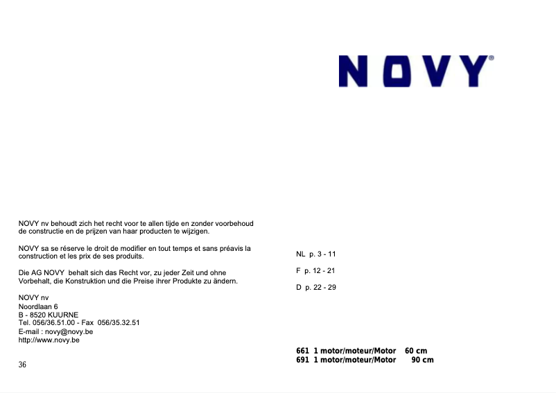 Page n°1 - Manuel utilisateur Novy D 691