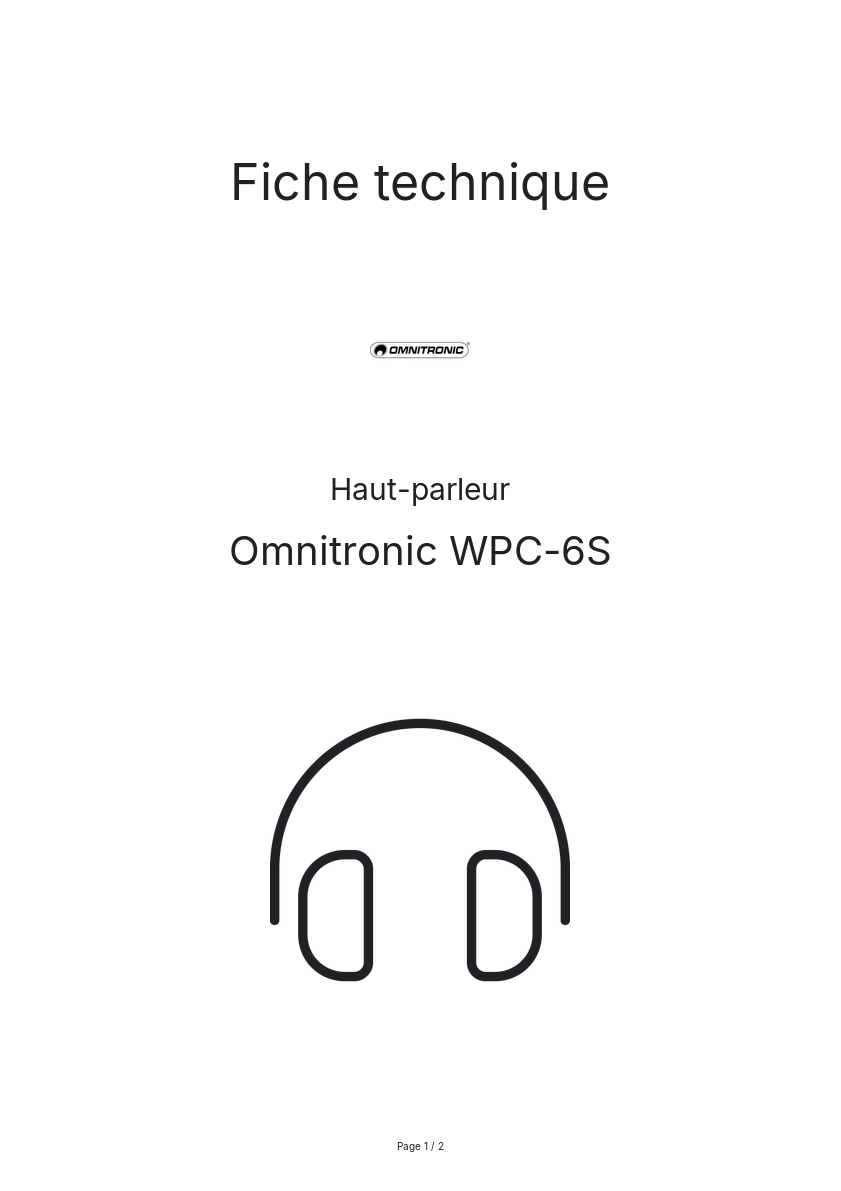 Page n°1 - Fiche technique Omnitronic WPC-6S