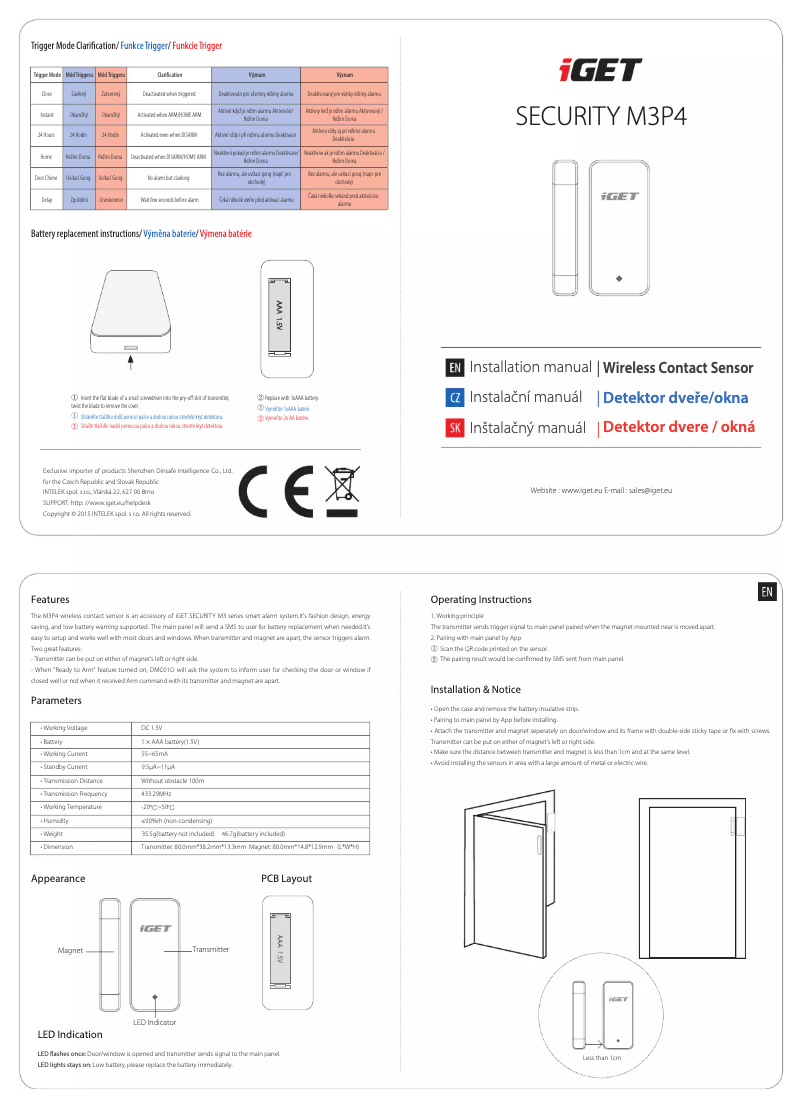 Page 1 de la notice Manuel utilisateur iGET SMART Security M3P4