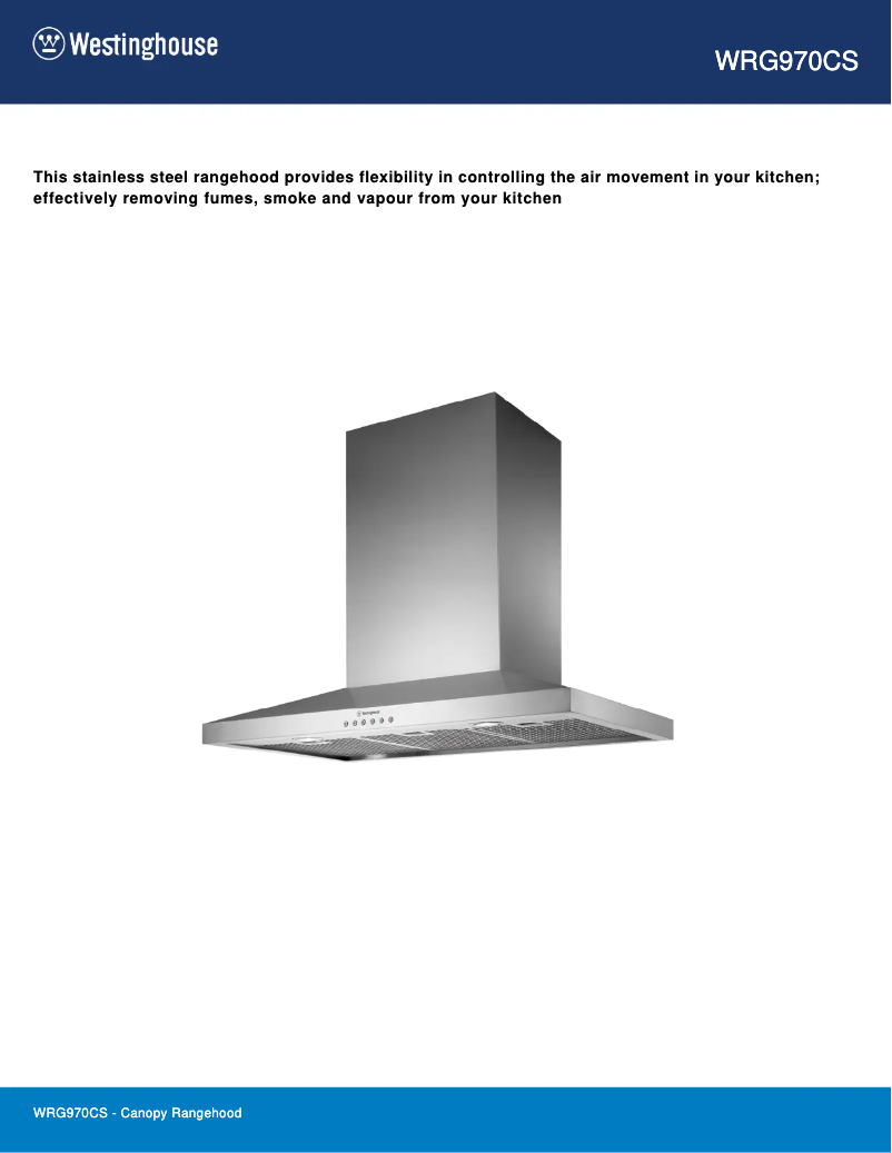 Page 1 de la notice Fiche technique Westinghouse WRG970CS