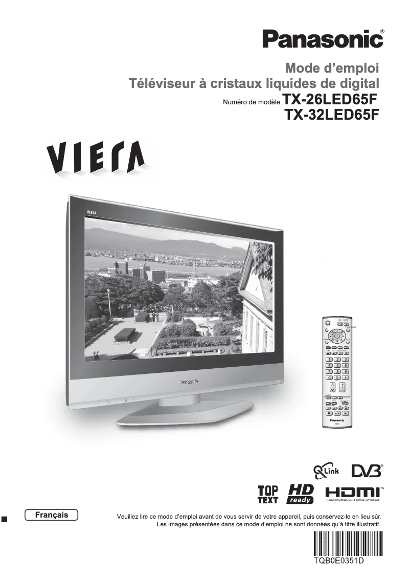 Image de la première page du manuel de l'appareil Viera TX-32LED65F