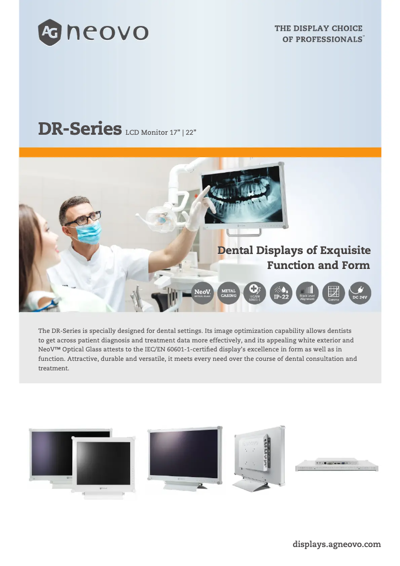 Page 1 de la notice Fiche technique AG Neovo DR-17E