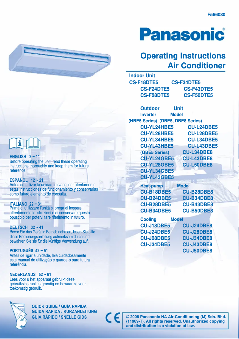 Imagen de la primera página del manual del dispositivo CU-B28DBE5