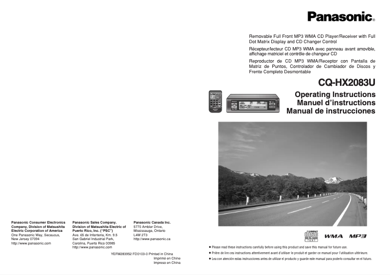 Imagen de la primera página del manual del dispositivo CQ-HX2083U