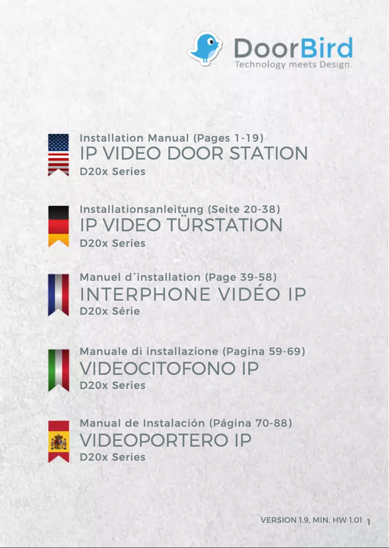 Page 1 de la notice Manuel utilisateur DoorBird D204