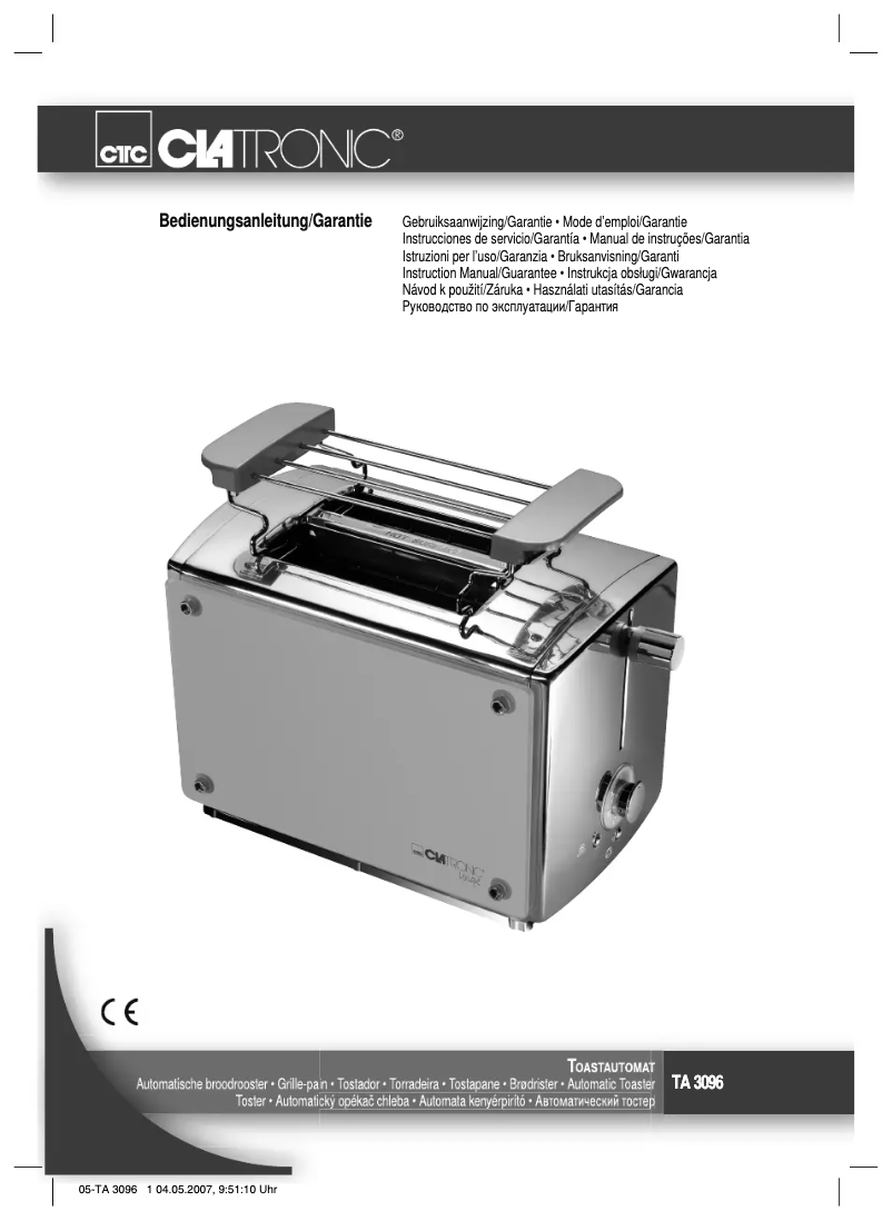 Page 1 de la notice Manuel utilisateur Clatronic TA 3096