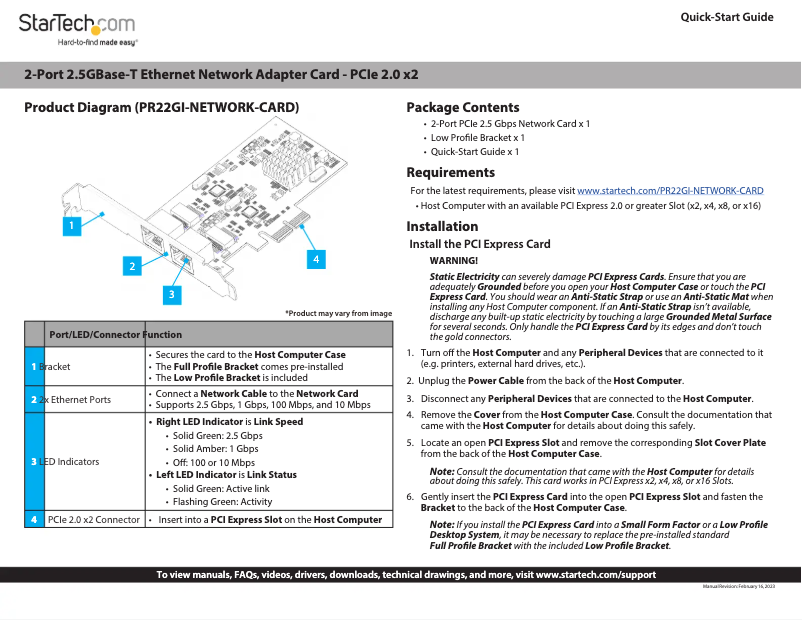 Page 1 of the manual User Manual StarTech.com PR22GI-NETWORK-CARD