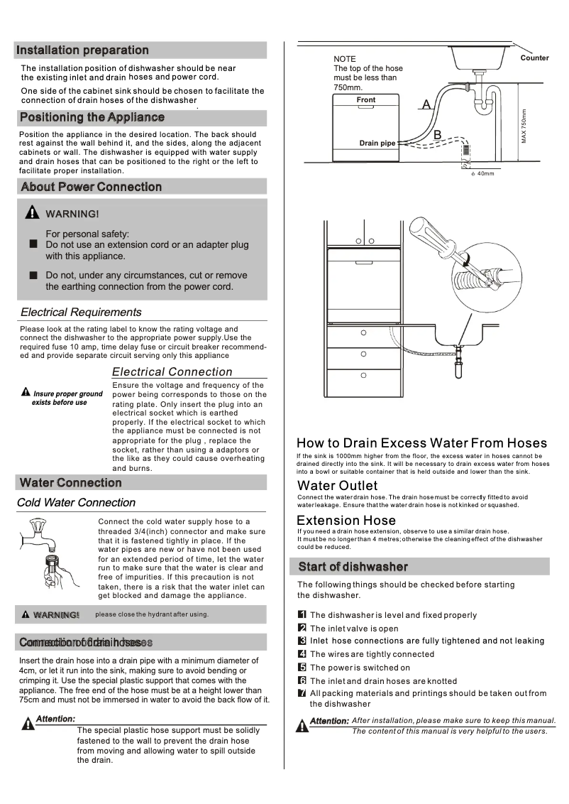 Page 1 de la notice Guide d'installation Electrolux ESF6010BW