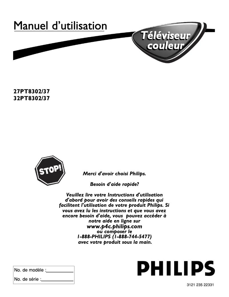 Image de la première page du manuel de l'appareil 27PT8302