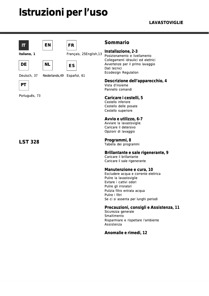 Page n°1 - Manuel utilisateur Hotpoint Ariston ST 328 A HA