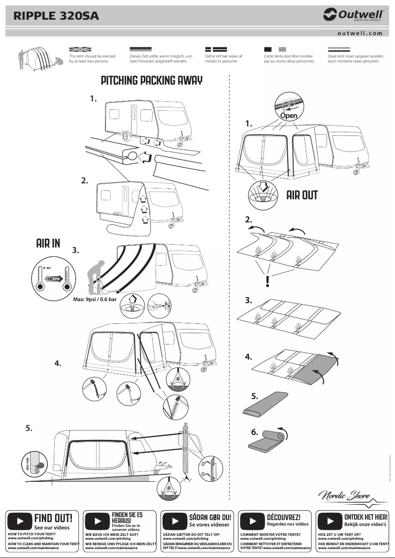 Page 1 de la notice Manuel utilisateur Outwell Ripple 320SA