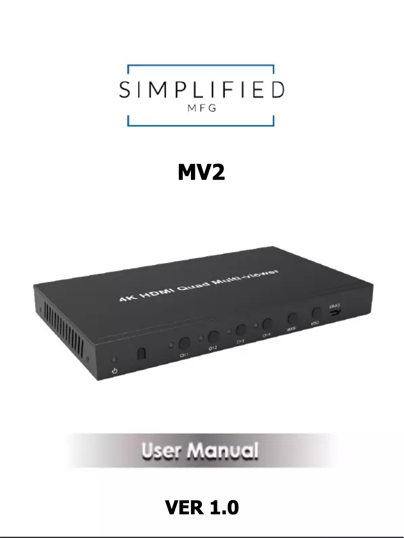 Image de la première page du manuel de l'appareil MV2