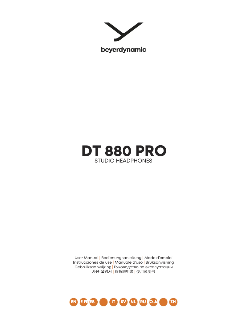 Page 1 de la notice Manuel utilisateur Beyerdynamic DT 880 Pro