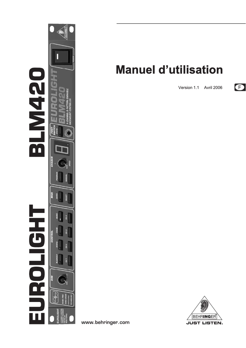 Page 1 de la notice Manuel utilisateur Behringer Eurolight BLM420
