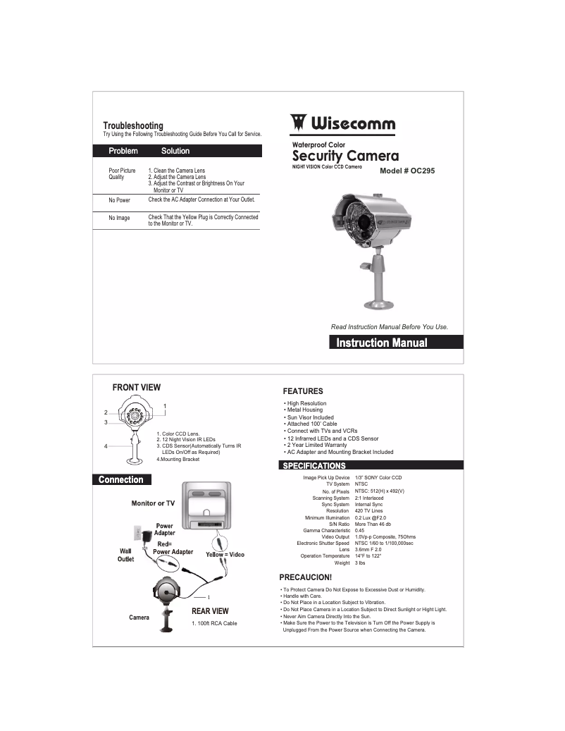 Page 1 de la notice Manuel utilisateur Wisecomm OC295