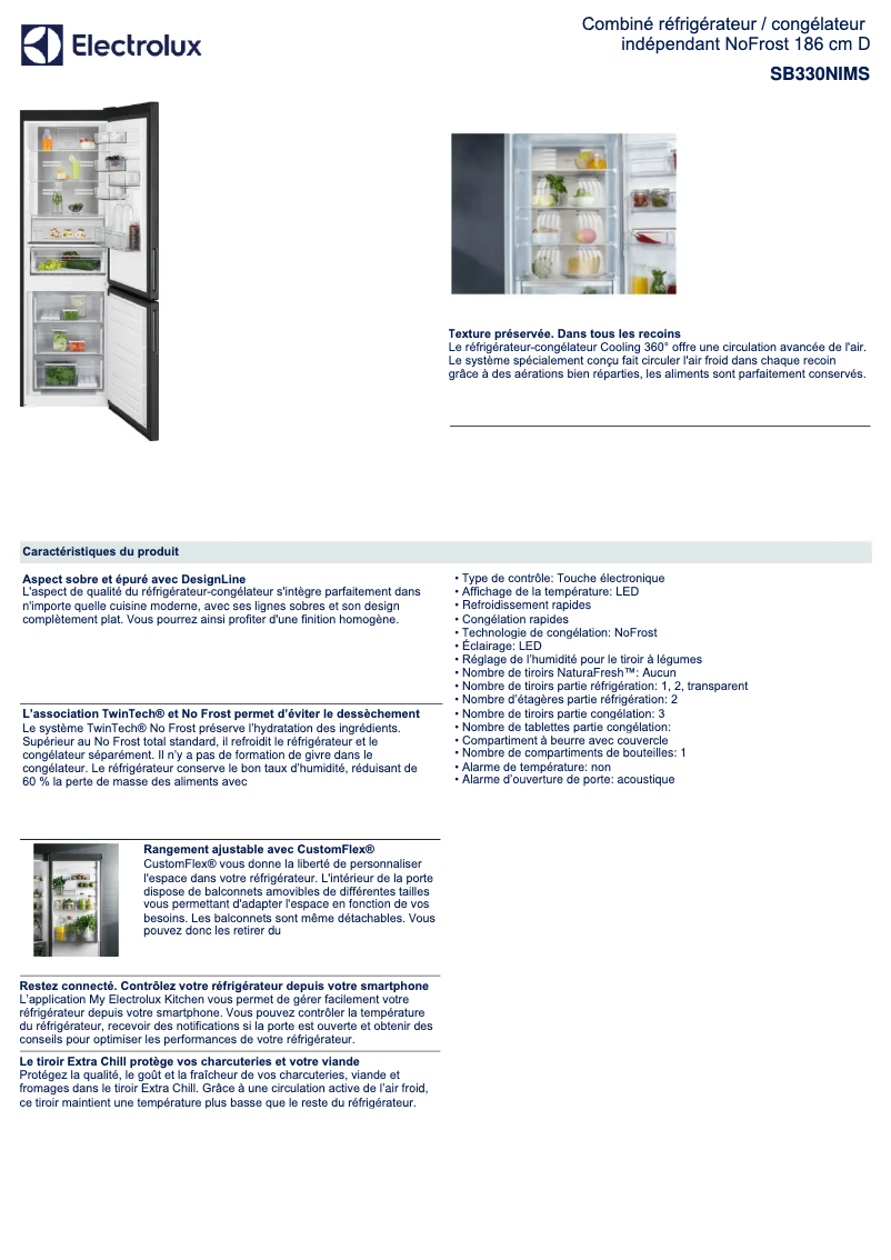 Page n°1 - Fiche technique Electrolux SB330NIMS