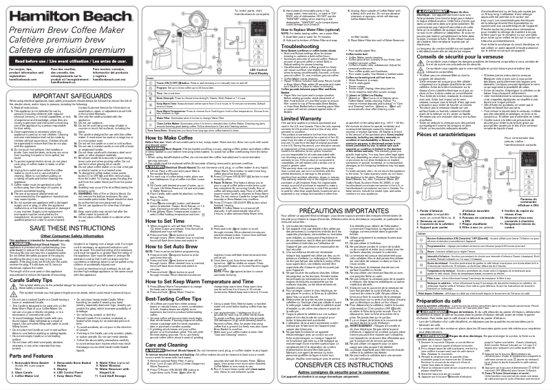 Page n°1 - Manuel utilisateur Hamilton Beach 46220